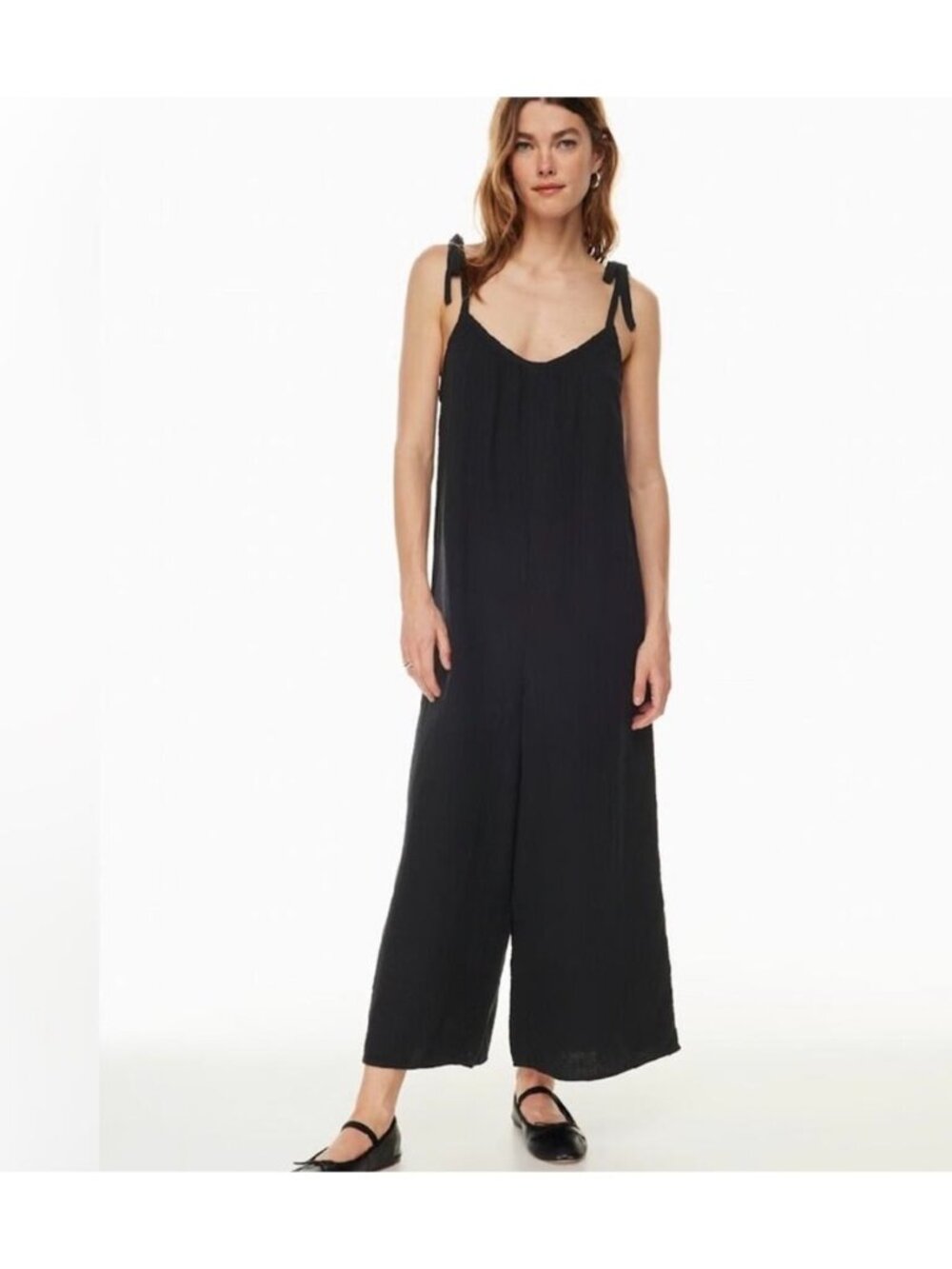 Aritzia Wilfred Free Candour Organic Cotton Black Gauze Jumpsuit